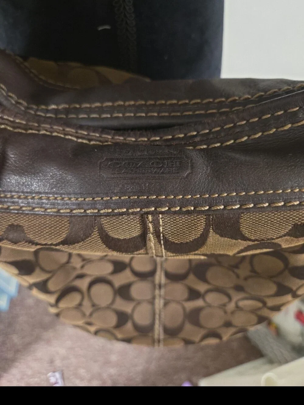 COACH Vintage Brown Bleeker Signature Canvas Leather Bucket Crossbody Bag 11437
